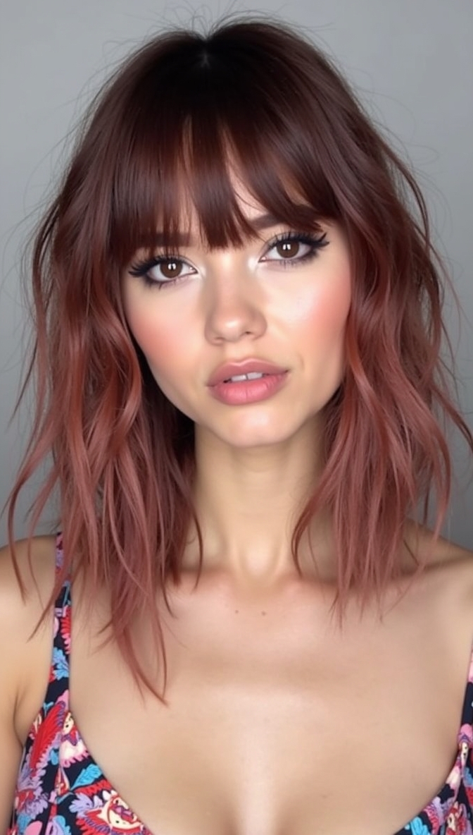 Asymmetrical Butterfly Bangs